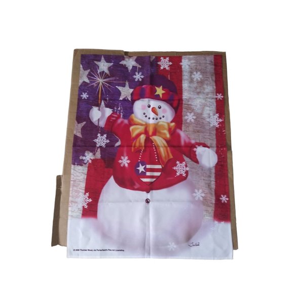 Snowman Christmas Flag Thomas Wood Porterfield's Fine Art Holiday Decor 2009 - Picture 2 of 5